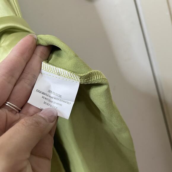 New! Selfie Leslie Rose Garden Floral Applique Midi satin Dress Lime green Med - Picture 6 of 12